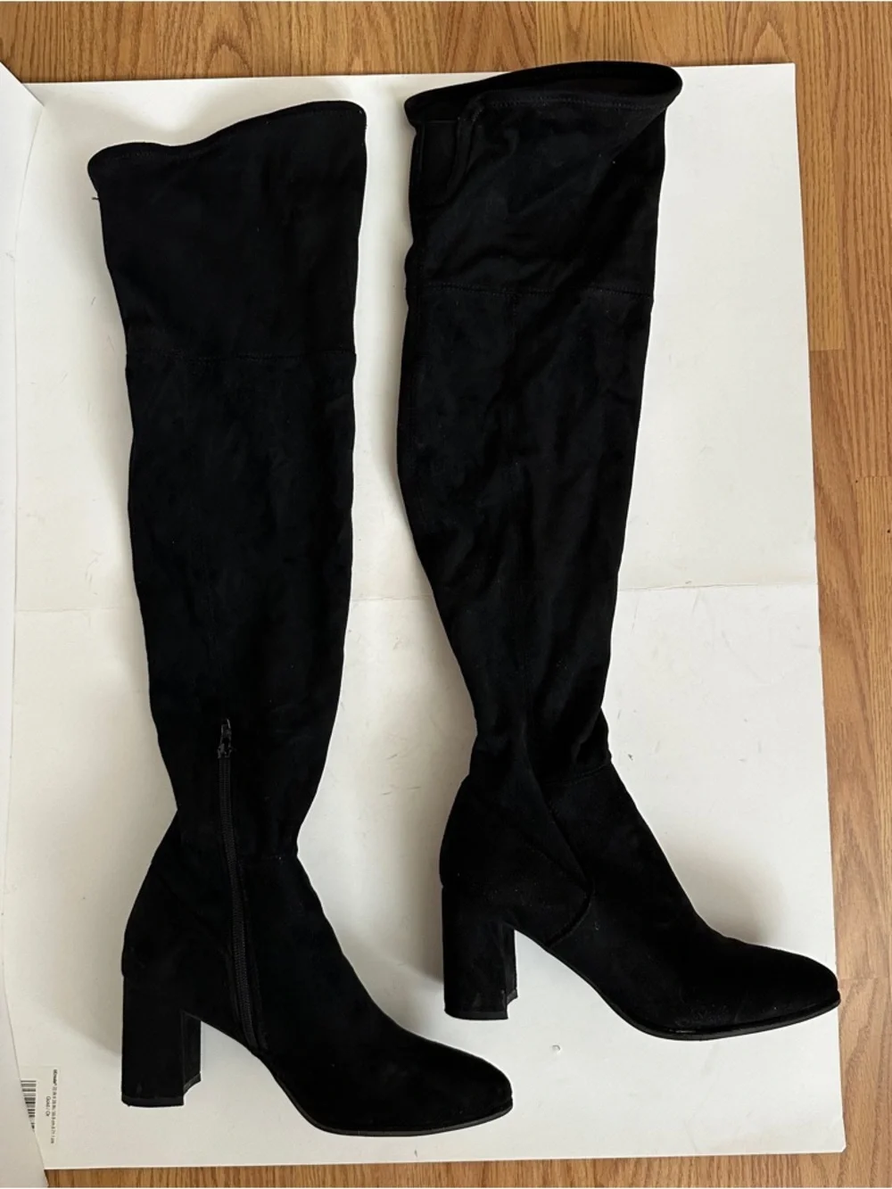Nine West Women's Black Suede Velvet Over the Knee Block Heel Boots Size 7
